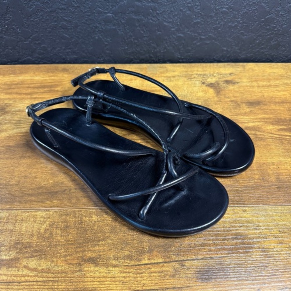 OluKai Waiau 20426-4040 Black Leather Strappy Sandals Womens Size 10 EUR 40‎